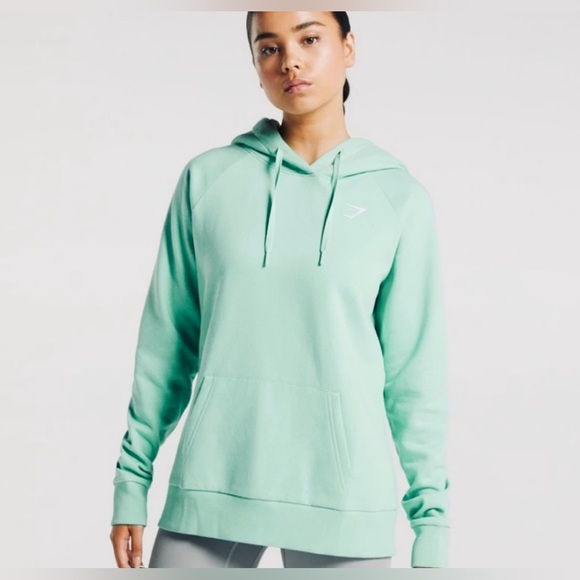Gymshark Hoodie Womens M Green Pullover Kangaroo Pocket Post Workout Training - Picture 5 of 5